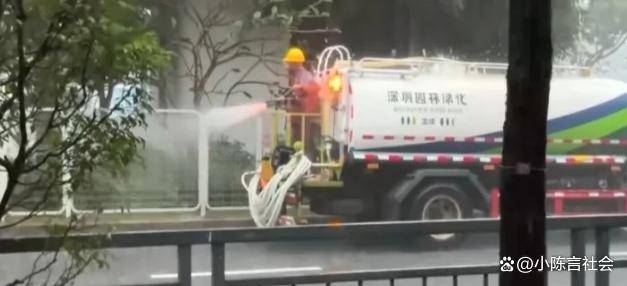 大暴雨天气深圳园林绿化公司还不忘给绿化带的花草浇水必一体育下载(图1)